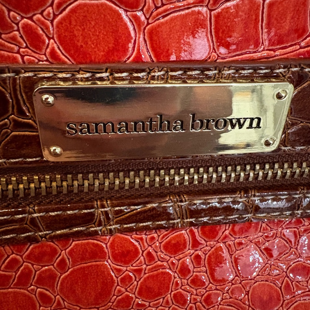 NWOT Coral and Brown Crocodile Embossed Women's Wine carrier - Picture 2 of 10